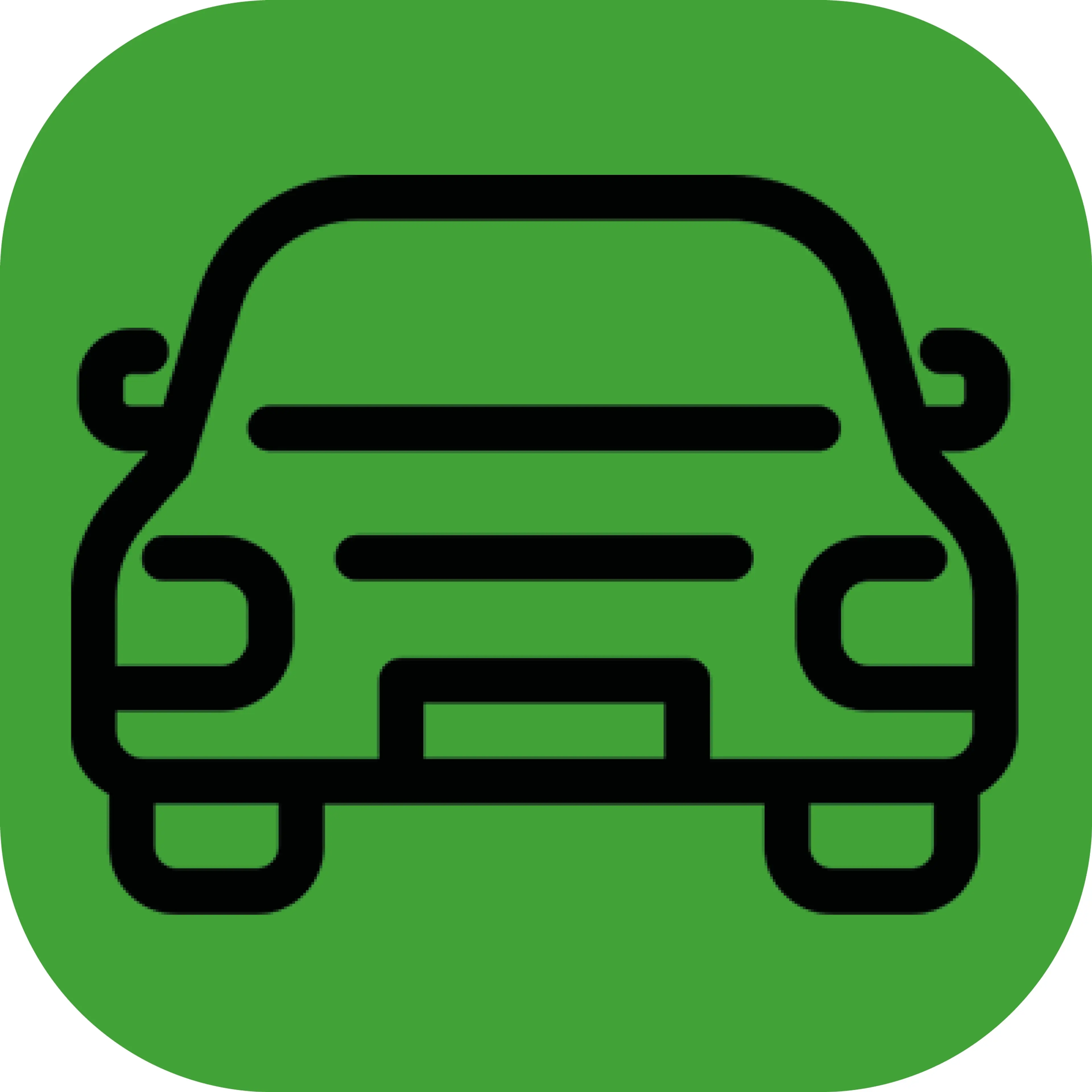 Icon of a car on green background