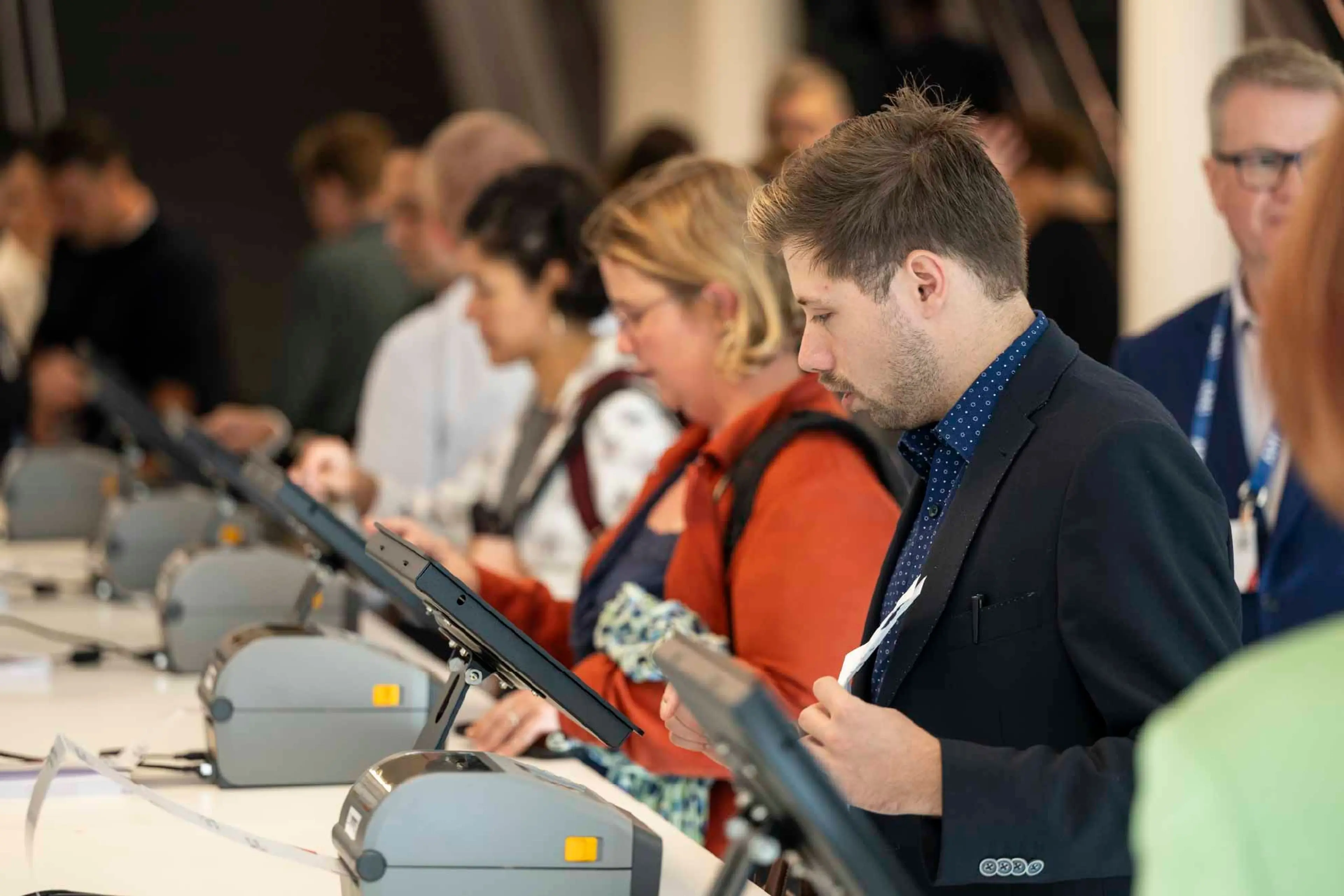Registration area at AMI's Plastics World Expo 2024 in Brussels