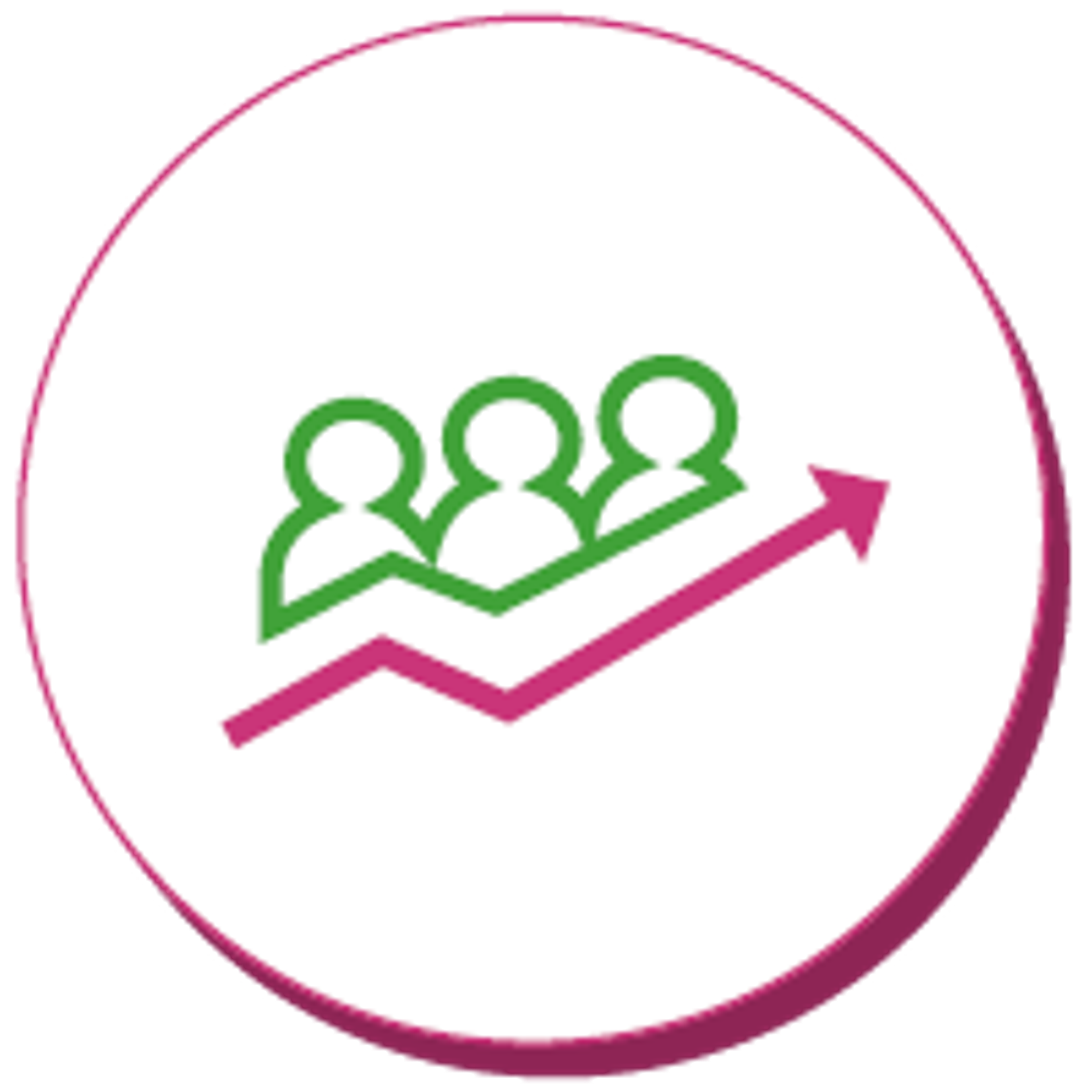 Icon showing people and up arrow