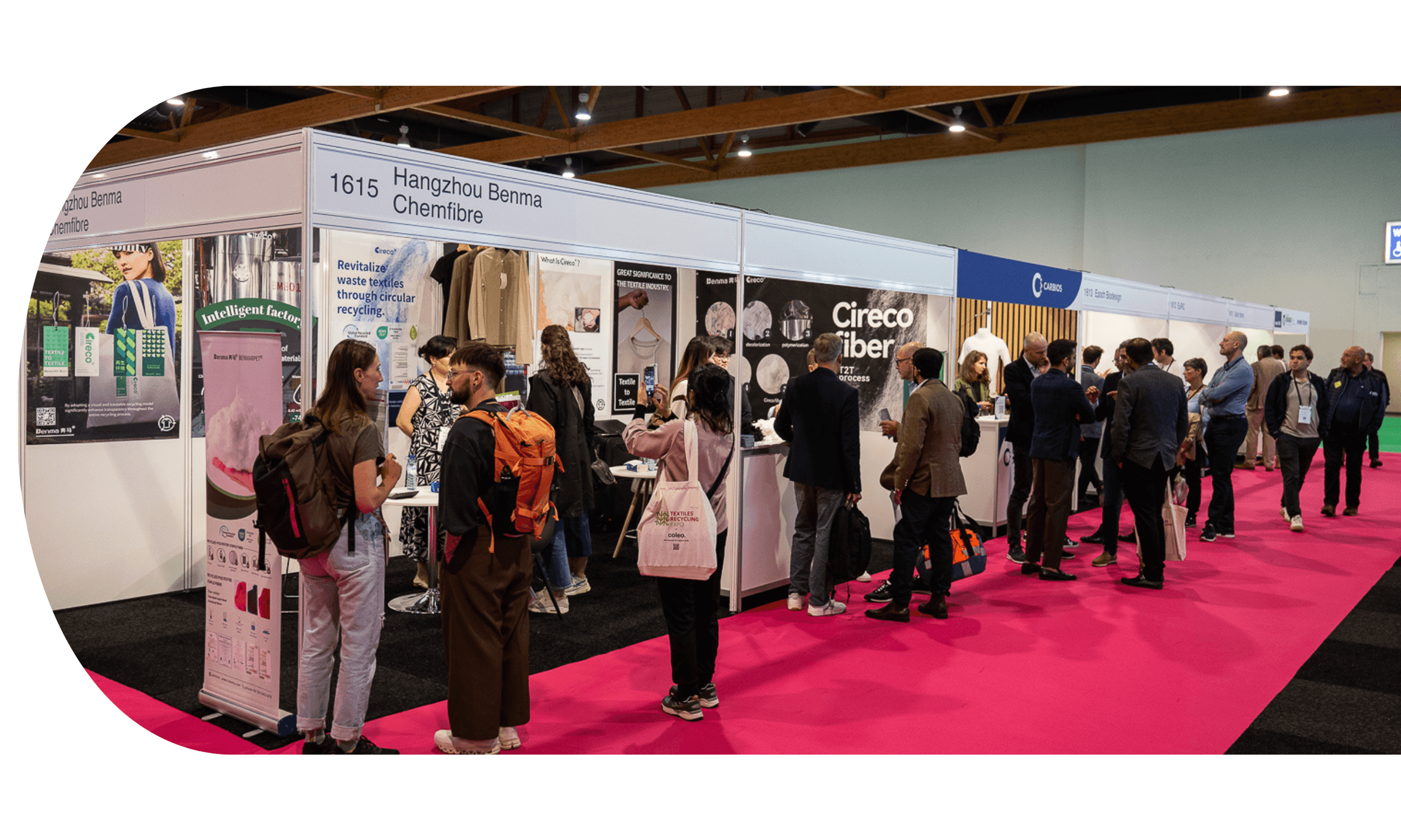 Busy exhibitor aisle at Textiles Recycling Expo USA