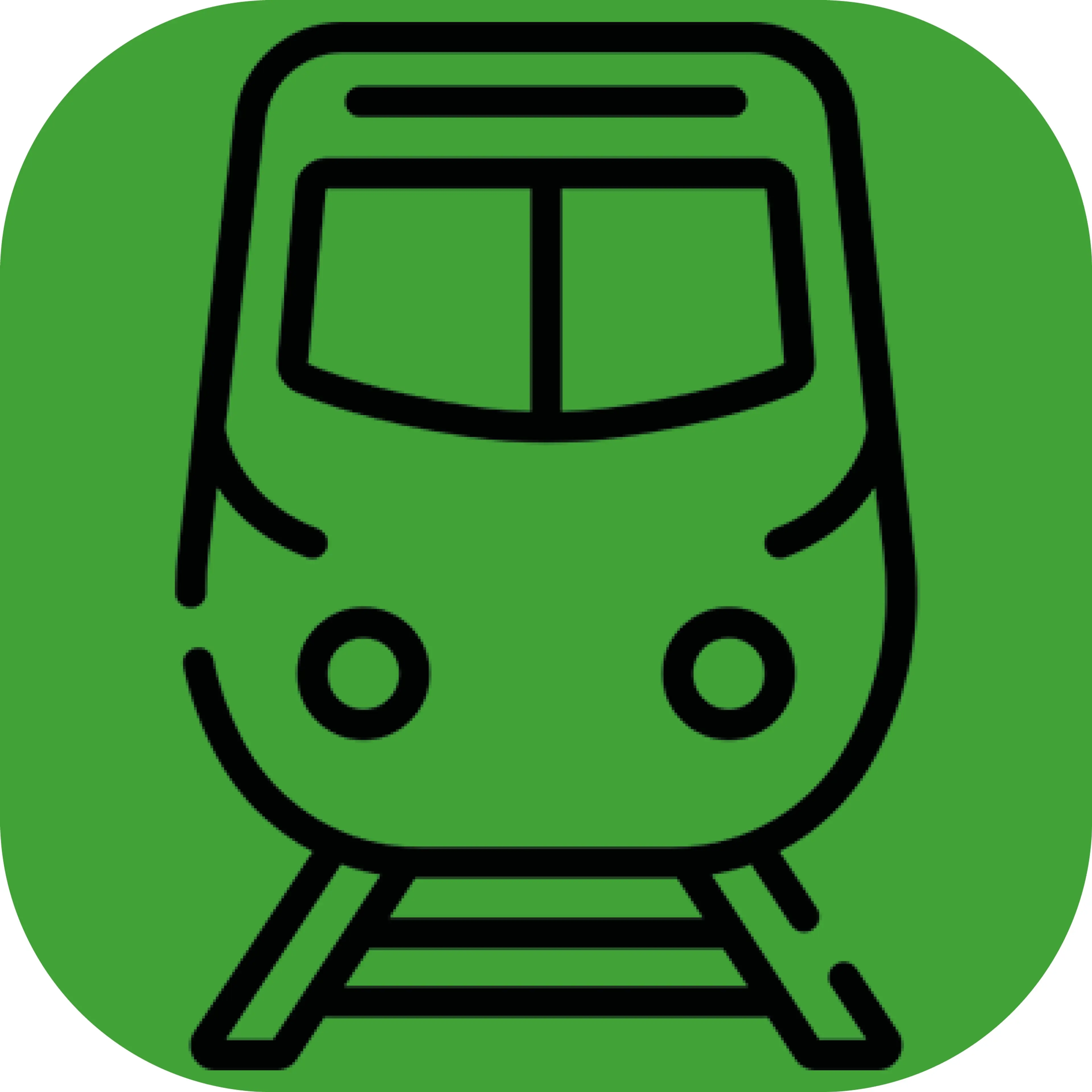 Icon of train on green background