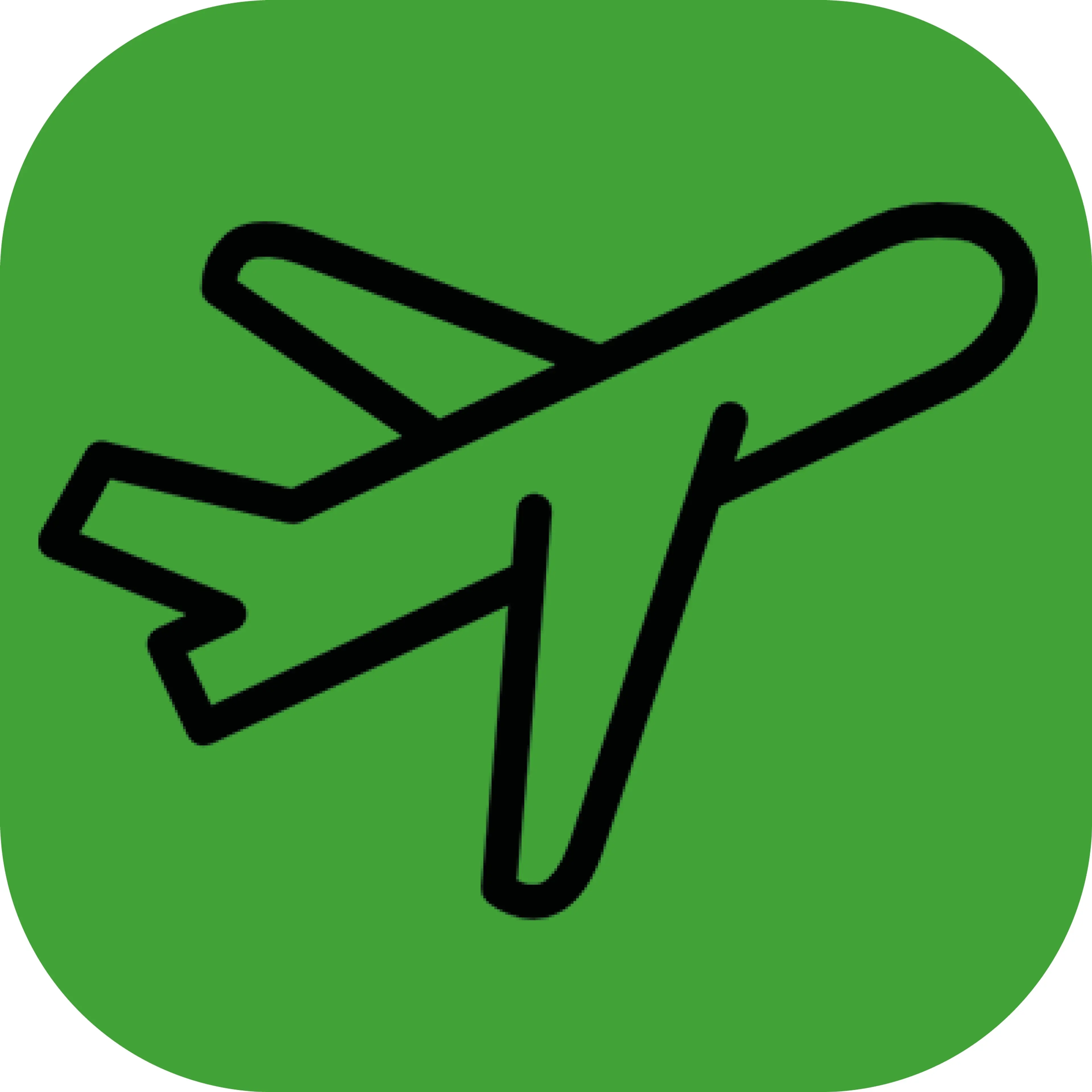 Icon of plane on green background